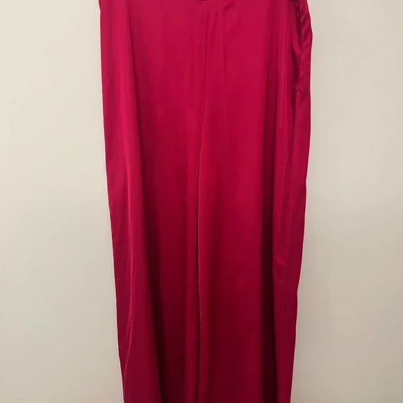 Zara Magenta Silk Wide Leg Pants - Picture 4 of 6